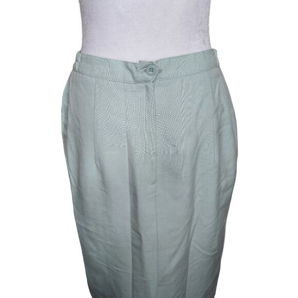 Vintage 80s Pencil Skirt Womens Size 8 Mint Green Embroidered Waist - Picture 6 of 9